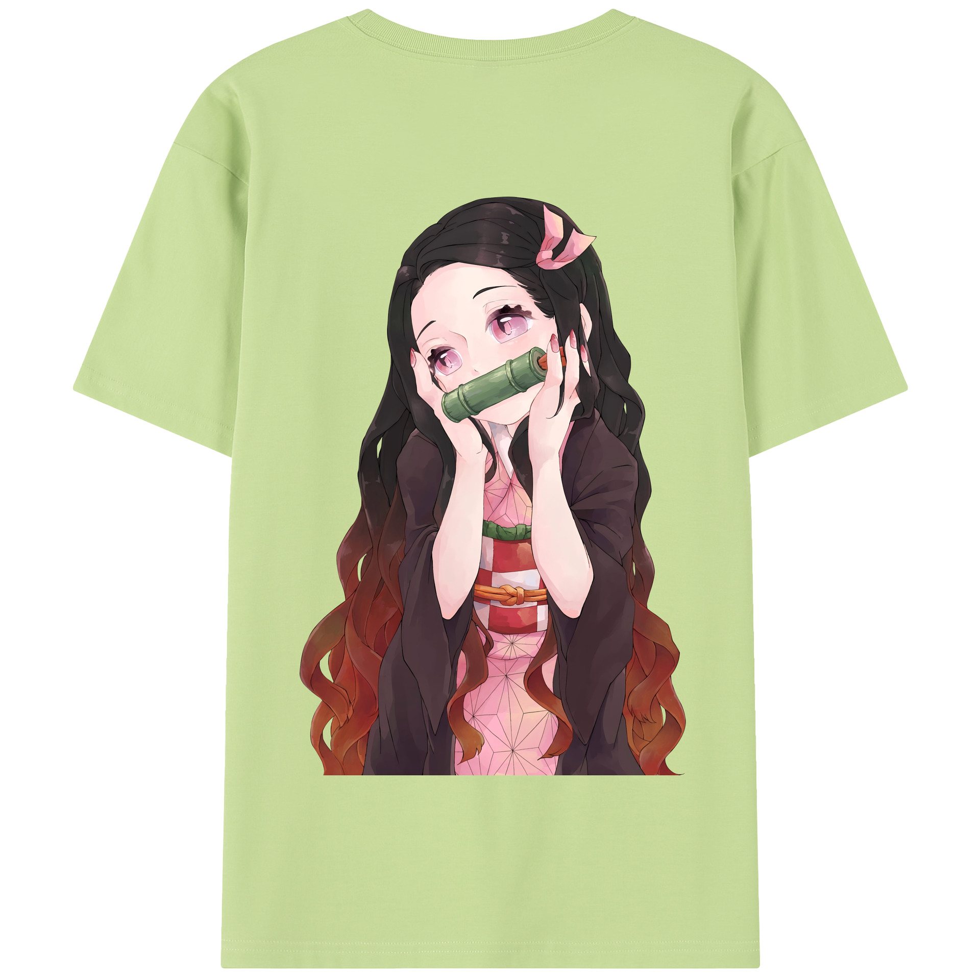 （画像用） 鬼滅の刃（きめつのやいば）竈門 禰󠄀豆子／かまど ねずこ Kamado Nezuko 綿100％半袖Tシャツ（背面プリント）